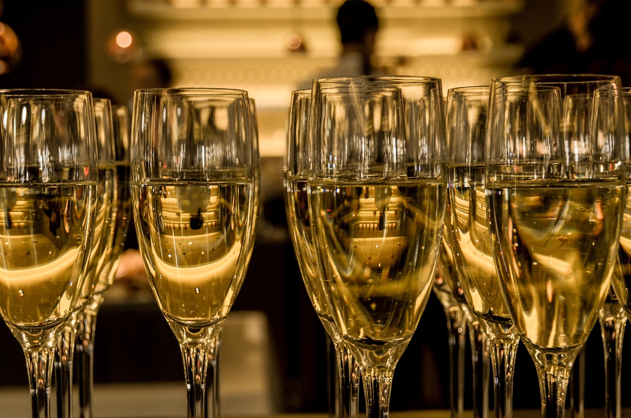 champagne, glasses, luxury